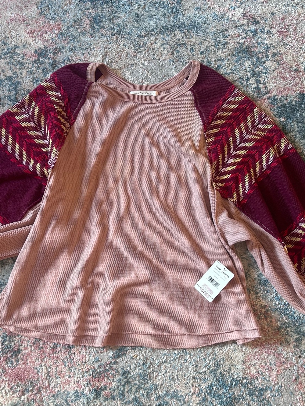 We The Free Dusty Rose Waffle Knit Top